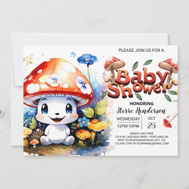 Convites Chá de fraldas Whimsic Forest Fantasy (Frente)