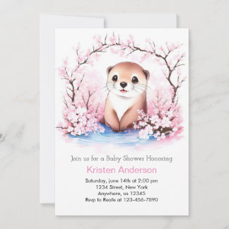 Convites Chá de fraldas Whimsic Otter Oasis Girl