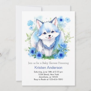 Convites Chá de fraldas Whimsical Boy Watercolor Wolf