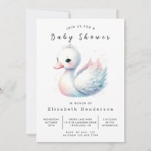 Convites Chá de fraldas Whimsical Custom Swan