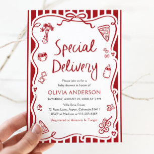 Convites Chá de fraldas Whimsical de Entrega Especial Itali