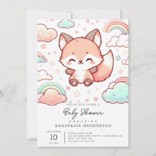 Convites Chá de fraldas Whimsical Fox