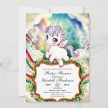 Chá de fraldas Whimsical Girl Unicorn