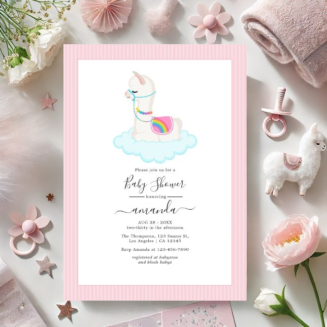 Convites Chá de fraldas Whimsical Llama Heaven (Whimsical Llama Heaven Desert Baby Shower Invitation)