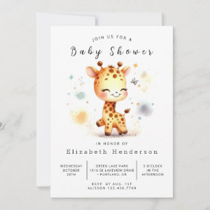 Convites Chá de fraldas Whimsical Online Giraffe