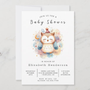 Convites Chá de fraldas Whimsical Online Owl