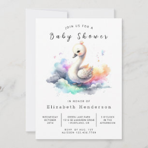 Convites Chá de fraldas Whimsical Online Swan