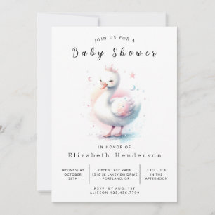 Convites Chá de fraldas Whimsical Online Swan