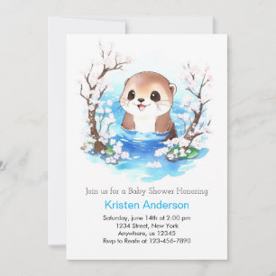 Convites Chá de fraldas Whimsical Otter Paradise Boy