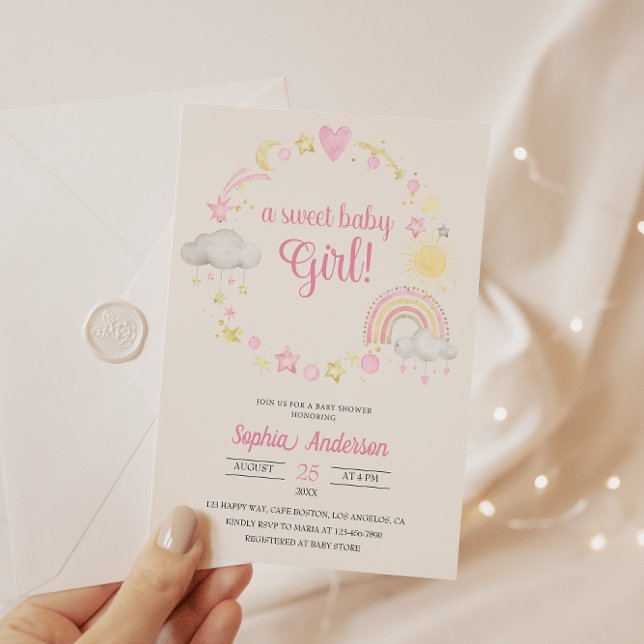 Convites Chá de fraldas Whimsical Rainbow & Stars É uma Gar (Criador carregado)