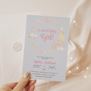 Convites Chá de fraldas Whimsical Rainbow & Stars É uma Gar