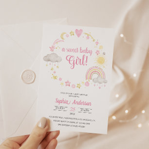 Convites Chá de fraldas Whimsical Rainbow & Stars É uma Gar