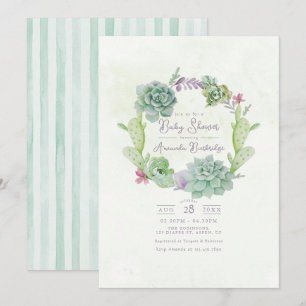 Convites Chá de fraldas Whimsical Succulent Wreath