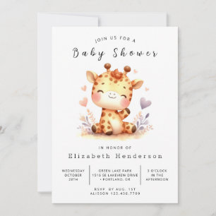 Convites Chá de fraldas Whimsy Digital Giraffe
