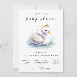 Convites Chá de fraldas Whimsy Digital Swan