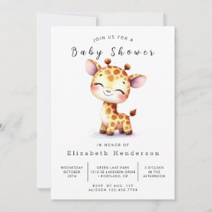 Convites Chá de fraldas Whimsy Editable Giraffe