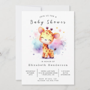 Convites Chá de fraldas Whimsy Online Giraffe