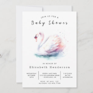 Convites Chá de fraldas Whimsy Online Swan