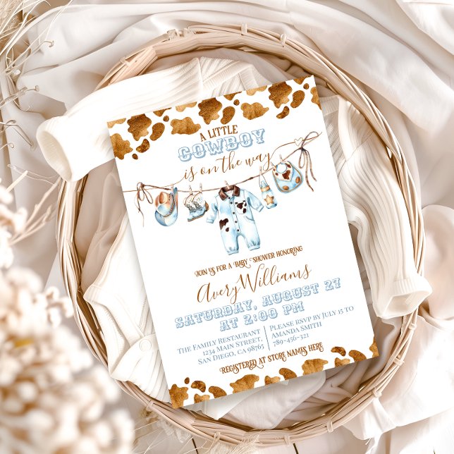 Convites Chá de fraldas Wild West Boy do Little Cowboy Clot (Criador carregado)