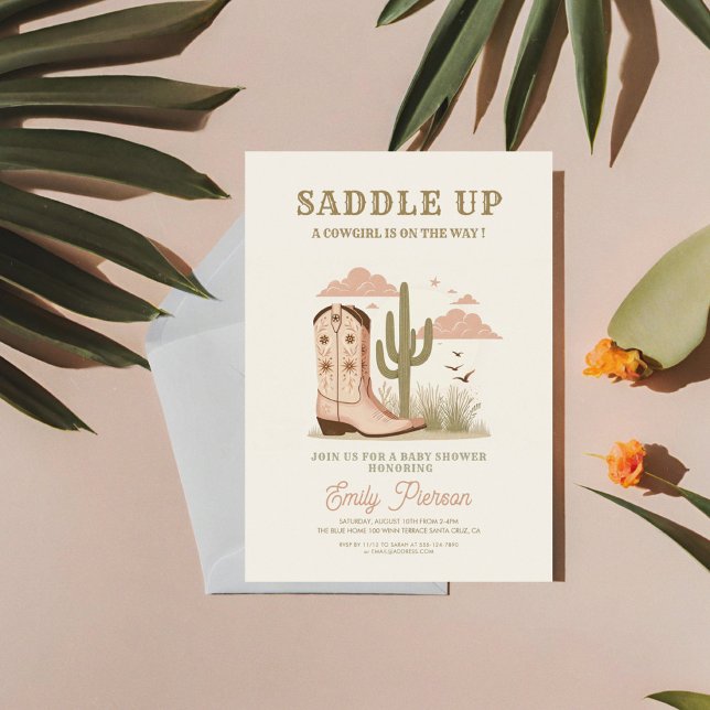 Convites Chá de fraldas Wild Western Cactus Girl (Criador carregado)