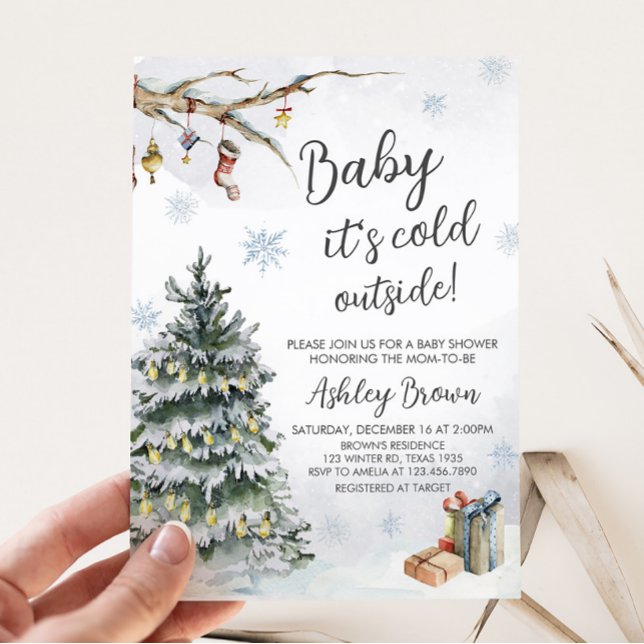 Convites Chá de fraldas Wonderland de inverno (Winter Baby Shower Invitation)