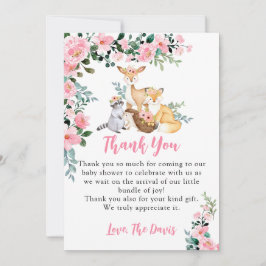 Convites Chá de fraldas Woodland Animal Girl Rosa