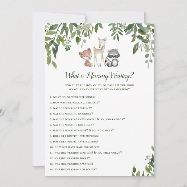 Convites Chá de fraldas Woodland O que é o jogo de Veste de (Frente)