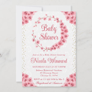 Convites Chá de fraldas Wreath de Cherry Blossoms