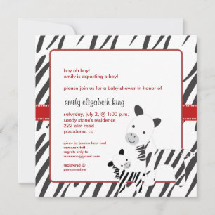 Convites Chá de fraldas Zebra Baby+Mamãe