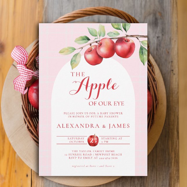 Convites Chá de Garota Chic do Arco-Arco da Apple Harvest (fall baby shower invitation apple of our eye girl pinkboho arch watercolor rustic elegant autumn)
