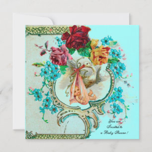 CONVITES CHÁ DE GAROTA DE BEBÊ, ROSAS DE ROSA E FLORES AZ