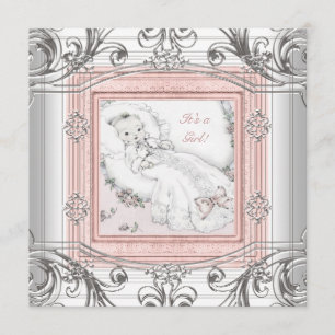 Convites Chá de Garota Rosa e Prateada