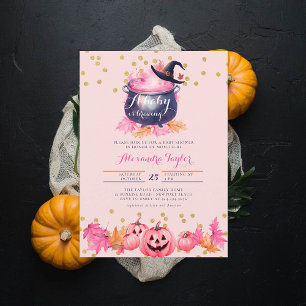 Convites Chá de Garota Rosa-Rosa-Cinzenta-de-bruxa-Hallowee