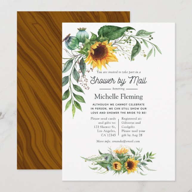 Convites Chá de girassol da Boêmia russa por correio (Frente/Verso)