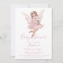 Convites Chá de Ilustrações de Aquarelas de Fadas e Flores