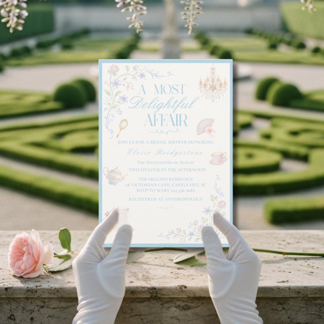 Convites Chá de jardim floral Regency para noivas (Regency Floral Tea garden Bridal shower Invitation)