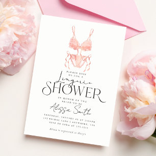 Convites Chá de Lingerie de Noiva Moderno e Elegante em Ton