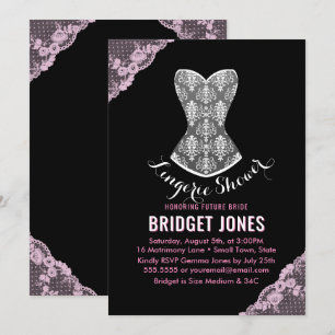 Convites Chá de Lingerie de rendas, cor-de-rosa