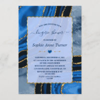 Chá de Lingerie Dourada de mármore azul de Marinho