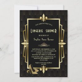 Convites Chá de Lingerie Gatsby do Excelente Negro Dourado