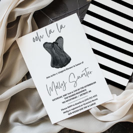 Convites Chá de Lingerie, Preto e Branco, Chá de Noiva