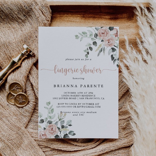 Convites Chá de Lingerie rosa rosa rosado clássico (Criador carregado)