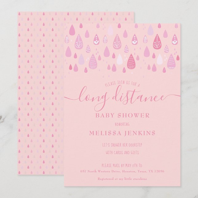 Convites Chá de longa distância / borrifador por e-mail (Frente/Verso)