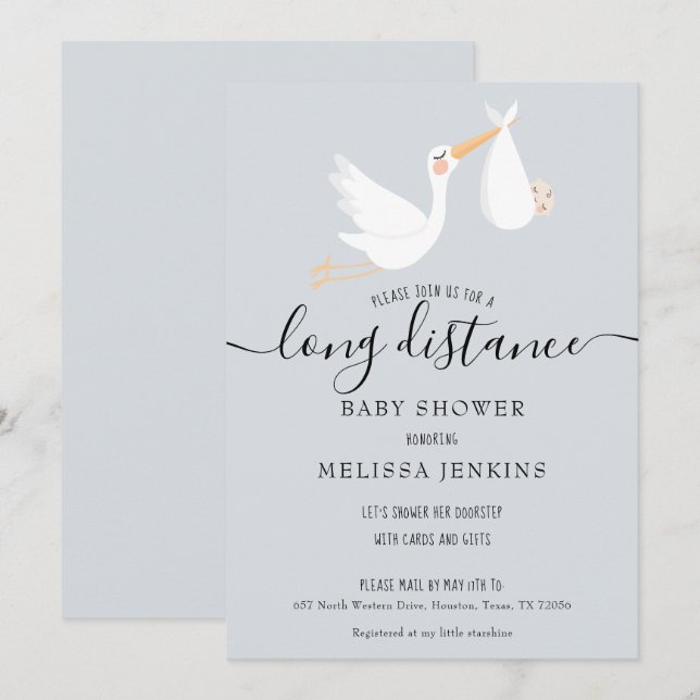 Convites Chá de longa distância / borrifador por e-mail (Frente/Verso)