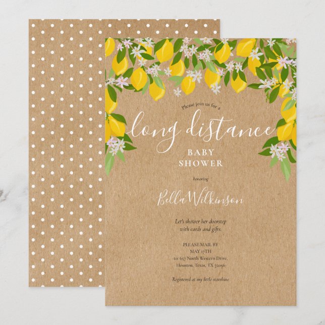 Convites Chá De Longa Distância Sprinkle Por Limão Russo De (Frente/Verso)