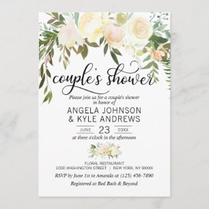 Convites Chá de marfim de creme cor-de-rosa-vermelhos