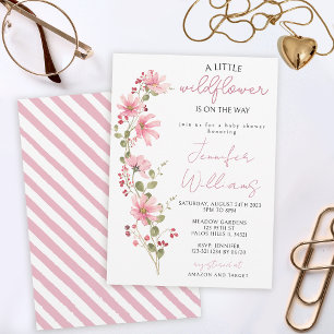 Convites Chá de menina cor-de-água rosa floral de flor selv