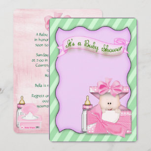 Convites Chá de Menina Rosa