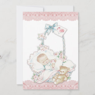 Convites Chá de Menina Rosa Elegante