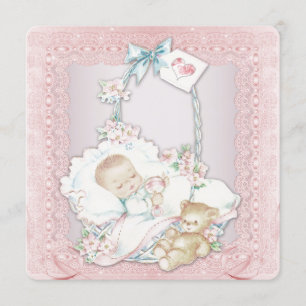 Convites Chá de Menina Rosa Elegante